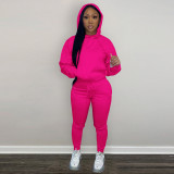 EVE Solid Plush Hoodie Top And Pants 2 Piece Suits CH-8197