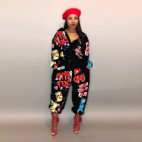 EVE Plus Size Casual Printed Long Sleeve Jumpsuit LSD-83146