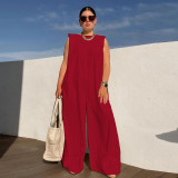 EVE Casual Solid Sleeveless Wide Leg Loose Jumpsuit NY-10212