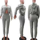 EVE Casual Sports Camisole Hooded Coat And Pants 3 Piece Set TK-6257