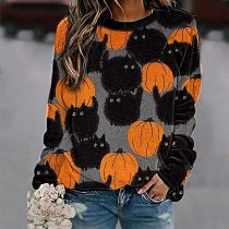 EVE Pullover Round Neck Long Sleeve Casual Print Sweatshirt MA-Y387