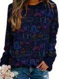 EVE Pullover Round Neck Long Sleeve Casual Print Sweatshirt MA-Y387