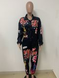 EVE Plus Size Casual Printed Long Sleeve Jumpsuit LSD-83146