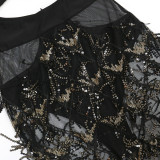 EVE Tassel Sequin Hollow Out Maxi Dress CYA-900102