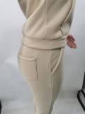 EVE Fleece Solid Color Hooded Pocket Sweatshirt And Pants 2 Piece Set TK-6258