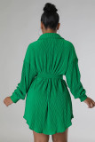 EVE Fashion Solid Pleated Shirt Dress With Waist Belt ME-8201