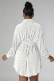EVE Fashion Solid Pleated Shirt Dress With Waist Belt ME-8201