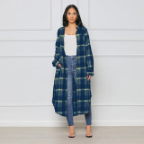 EVE Plus Size Plaid Full Sleeve Long Coat AMLF-3026