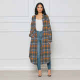 EVE Plus Size Plaid Full Sleeve Long Coat AMLF-3026