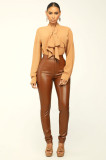 EVE Fashion PU Leather High Waist Pencil Pant GWDS- 221023