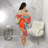 EVE Fashion V-neck Dolman Sleeve Print Dress NNWF-10263