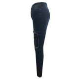 EVE Fashion Denim Fake Pocket Slim Pencil Jeans HSF-2058