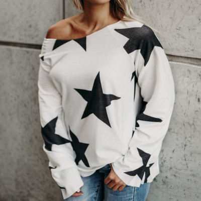 EVE Plus Size Casual Star Print Long Sleeve T Shirts TE-4485