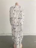 EVE Plus Size Sexy Printed Slash Neck Maxi Dress NY-10309