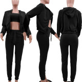 EVE Casual Sports Camisole Hooded Coat And Pants 3 Piece Set TK-6257