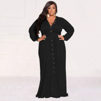 EVE Plus Size Solid Tie Up Long Shirt Dress NNWF-7710