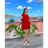 EVE Fashion Solid Color Tassel Slim Mini Dress MDF-5334