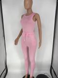 EVE Solid Tank Top And Pants Slim Two Piece Sets HTF-6082