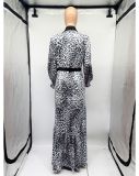 EVE Fashion Leopard Print Loose Big Swing Maxi Dress (With Waist Belt)GDNY-2203