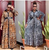 EVE Fashion Leopard Print Loose Big Swing Maxi Dress (With Waist Belt)GDNY-2203