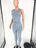 EVE Solid Tank Top And Pants Slim Two Piece Sets HTF-6082