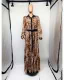 EVE Fashion Leopard Print Loose Big Swing Maxi Dress (With Waist Belt)GDNY-2203