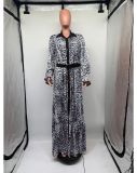 EVE Fashion Leopard Print Loose Big Swing Maxi Dress (With Waist Belt)GDNY-2203