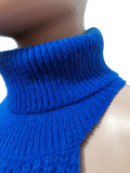 EVE Knit Turtleneck Fake Sleeves Finger Hole Irregular Sweater CM-8639