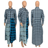 EVE Plus Size Plaid Print Long Sleeve Maxi Shirt GLF-08082