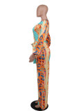 EVE Fashion Print Long Sleeve Straight Jumpsuit XHXF-8653