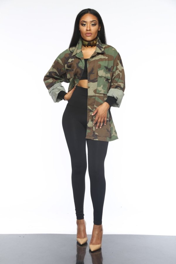 EVE Plus Size Casual Camouflage Print Coat ME-Q045