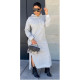 EVE Casual Solid Hooded Slit Long Dress ORY-5201-1