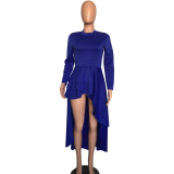 EVE Plus Size Fashion Solid Ruffle Dress XMY-9044