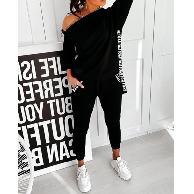 EVE Casual Hooded Long Sleeve And Pants Two Piece Set GDYF-6623