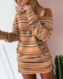 EVE Plus Size Fashion Print Long Sleeve Mini Dress GSRX-7111
