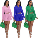EVE Fashion Solid Blazer Shorts Two Piece Set BLX-61014