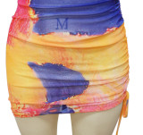 EVE Tie Dye Printed Round Neck Drawstring Dress YF-9986