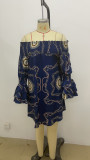 EVE Plus Size Off-Shoulder Loose Print Dress GSRX-7105