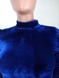 EVE Velvet Drawstring Ruched Ruffles Mini Dress YD-8665
