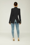 EVE Solid Color Double-Breasted Slim Blazer Coat XMY-9395