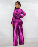 EVE V Neck Slim Long Sleeve Wide Leg Jumpsuit ME-8228