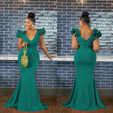 EVE Solid Color V Neck Sleeveless Maxi Dress BY-6078