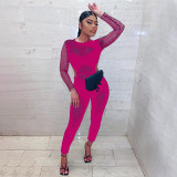 EVE Sexy Perspective Hollow Out Long Sleeve Jumpsuits YF-9783