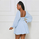 EVE Fashion Plaid Print Long Sleeve Dress SSNF-211224