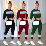 EVE Fashion Patchwork Long Sleeve Pant Slim Two Piece Set WPF-80878