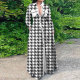 EVE Plus Size Houndstooth Print Long Sleeve Maxi Dress NY-10333