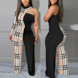 EVE Plus Size Contrast Patchwork Fashion Print Jumpsuit NY-10338