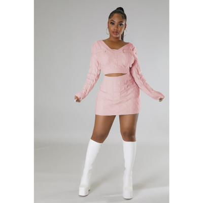 EVE Solid Knits Long Sleeve Sweater Mini Dress GDYF-6912