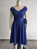 EVE Solid Color Side Zipper Sleeveless Big Swing Dress(with waist belt) MIL-L372
