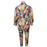 EVE Plus Size Fashion Print Top And Pants Two Piece Set NNWF-7700